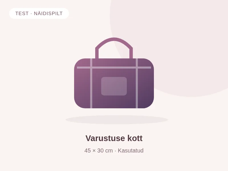 TEST · Varustuse kott